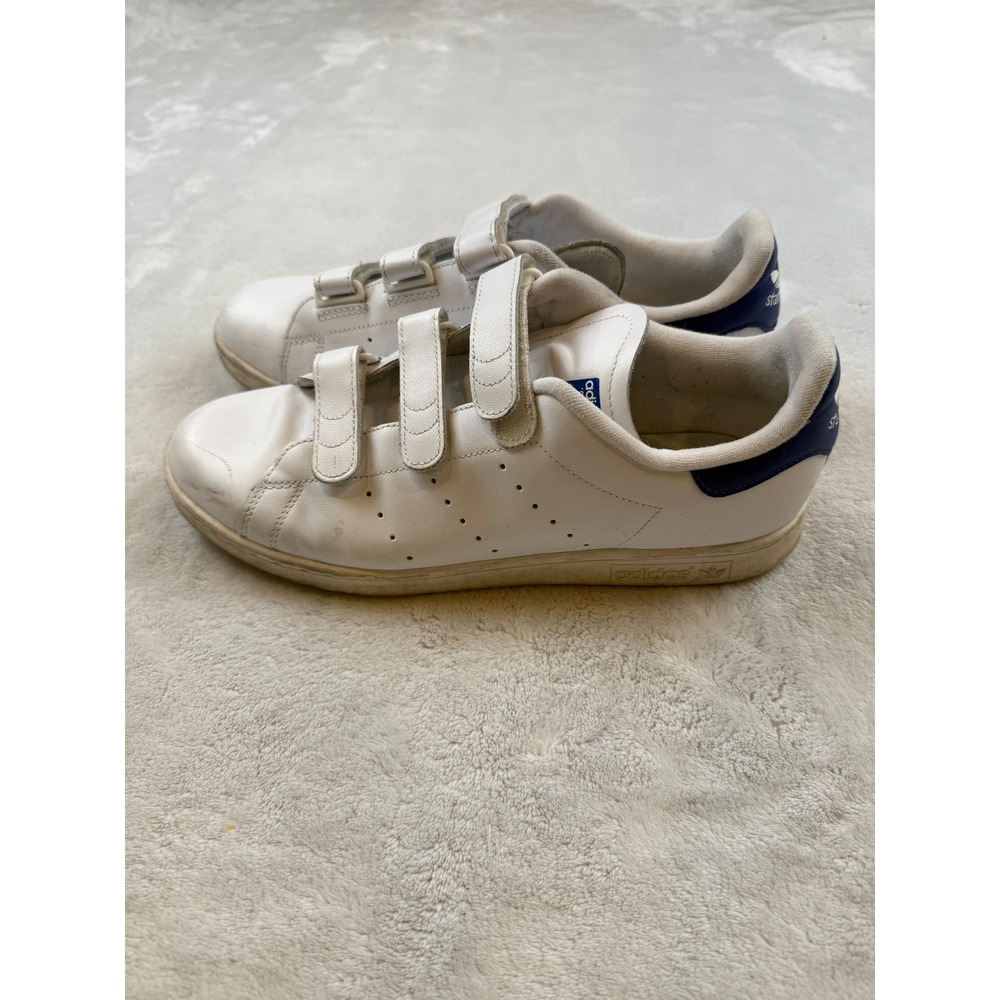 Adidas Stan Smith CF White Blue Leather Velcro Sneakers Shoes Mens - Picture 5 of 9